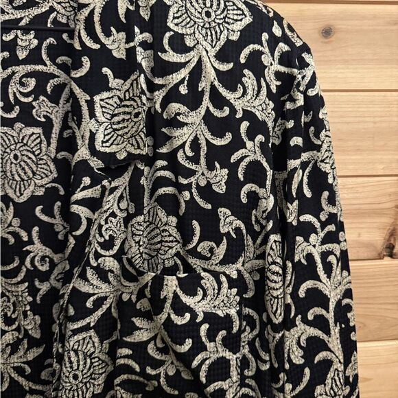 Vintage Anne Klein Size XLarge Silk Oversized Filigree Pattern Boyfriend Blazer - Picture 5 of 13